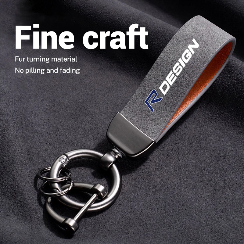 Suede Car Keychain Pendant Keyring Gift For Volvo R Design RDesign XC90 XC60 S60 V40 XC40 V60 V50 S40 C30 C70 C40 S70 S90 S80 T4