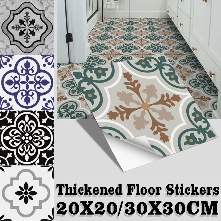 5PCS Thickened European-style Tile Floor Stickers For Bathroom Kitchen Renovation Peel and Stick Wall Decoration Sticker 20/30cm