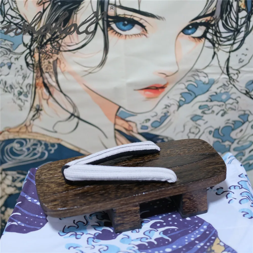 Unisex Japanese Wooden Geta Summer Wood Slippers Two-teeth Thick Platform Cosplay Costumes Flip Flops Clogs Sandals