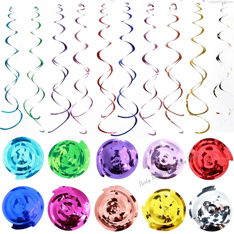 6pcs Double Tailed Spiral Pendant PVC for Wedding Reception Decorations Whirlpool Flower Birthday Decoration Baby Shower Decor