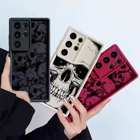Four Spooky Skull Patterns Silicone Phone Case for Samsung Galaxy S24 Ultra S23 S20 S21 Plus S22 Ultra S20 FE Soft Back Cover