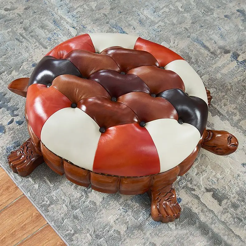 American solid wood sofa stool living room leather turtle stool children's creative fortune sofa pedal change shoes
