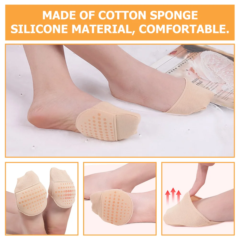 4 คู่พรีเมี่ยมผ้าฝ้าย Anti สวมใส่ครึ่ง Insoles สําหรับรองเท้าส้นสูงรองเท้า Forefoot Toe Topper ถุงเท้าเท้าถุงเท้ารองเท้าส้นสูง