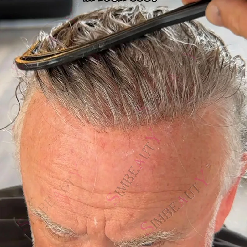 

Светлый, 80% ультратонкая кожа, 0,02 мм, невидимая натуральная линия волос, мужской парик, серый, черный, коричневый, 550 # Реалистичный протез человеческих волос 1B80