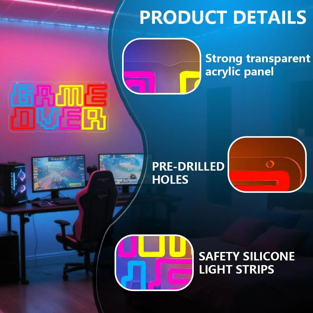 لعبة غرفة الألعاب النيون على LED النيون جدار ديكور لغرفة النوم نادي حفلة رجل الكهف الألعاب هدية للبنين في سن المراهقة USB بالطاقة