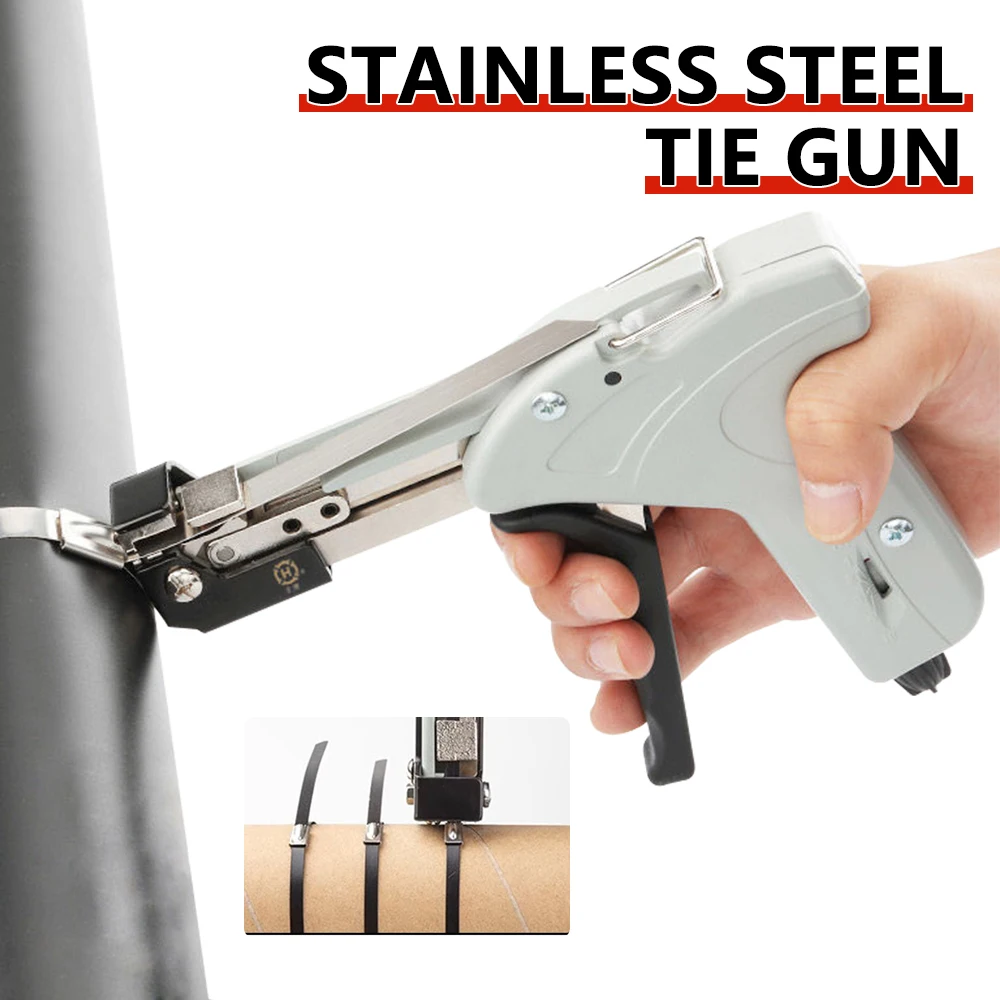 Professional Stainless Steel Cable Tie Gun Kit Adjustable Zip Tightening Force Stainless Steel Automatic Cable Tie Cutting Tool