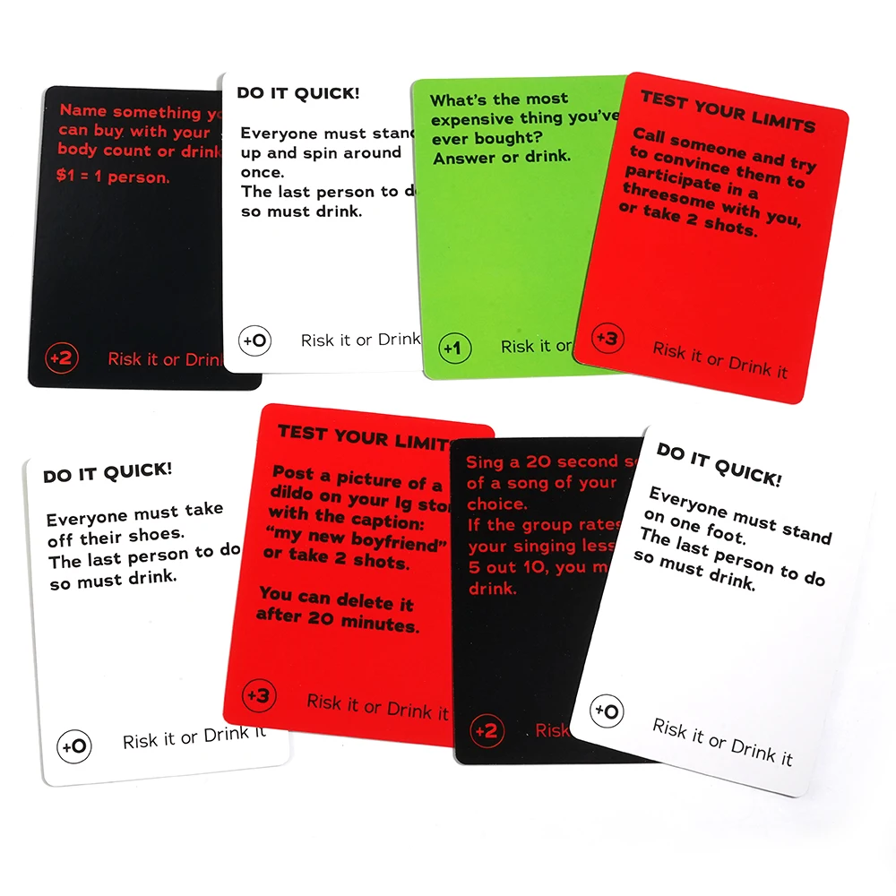 Risk It Or Drink It Fun Party Game Green For Adults Drinking Games For College Card Game Night Pregame Hilarious Dares Funny Cha