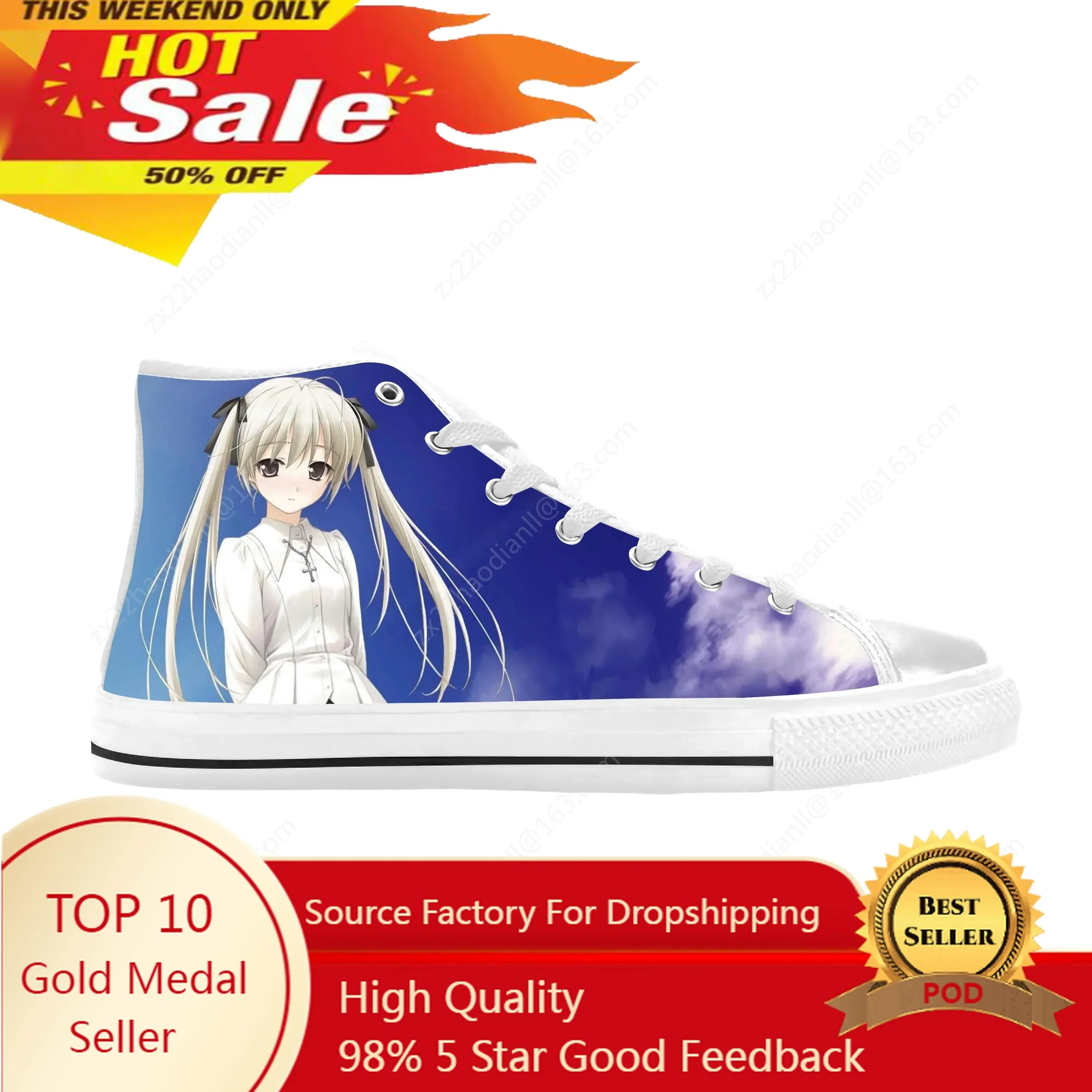 Japanese Anime Manga Yosuga No Sora Kasugano Sora Casual Cloth Shoes High Top Comfortable Breathable 3D Print Men Women Sneakers