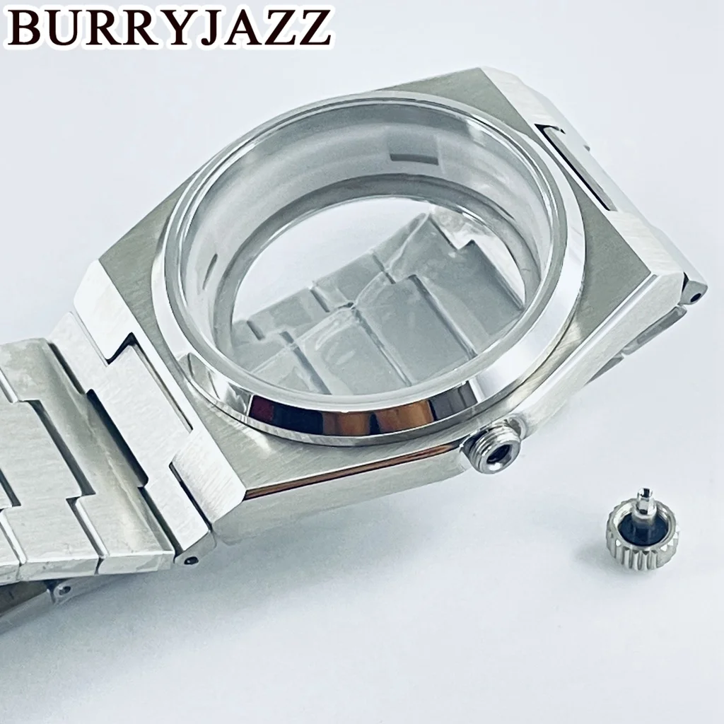 BURRYJAZZ 40 มม.NH34 NH35 NH36 NH38 นาฬิกากันน้ําเงินปราศจากเชื้อสแตนเลสคริสตัลแซฟไฟร์นาฬิกากรณี
