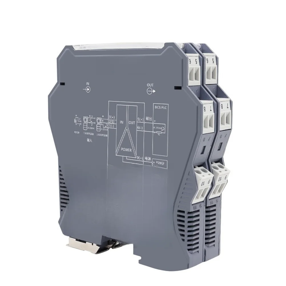 

4-20mA to 0-10V Current Voltage Isolator for Industrial Process Control with 0.1% Accuracy and DIN Rail Mounting