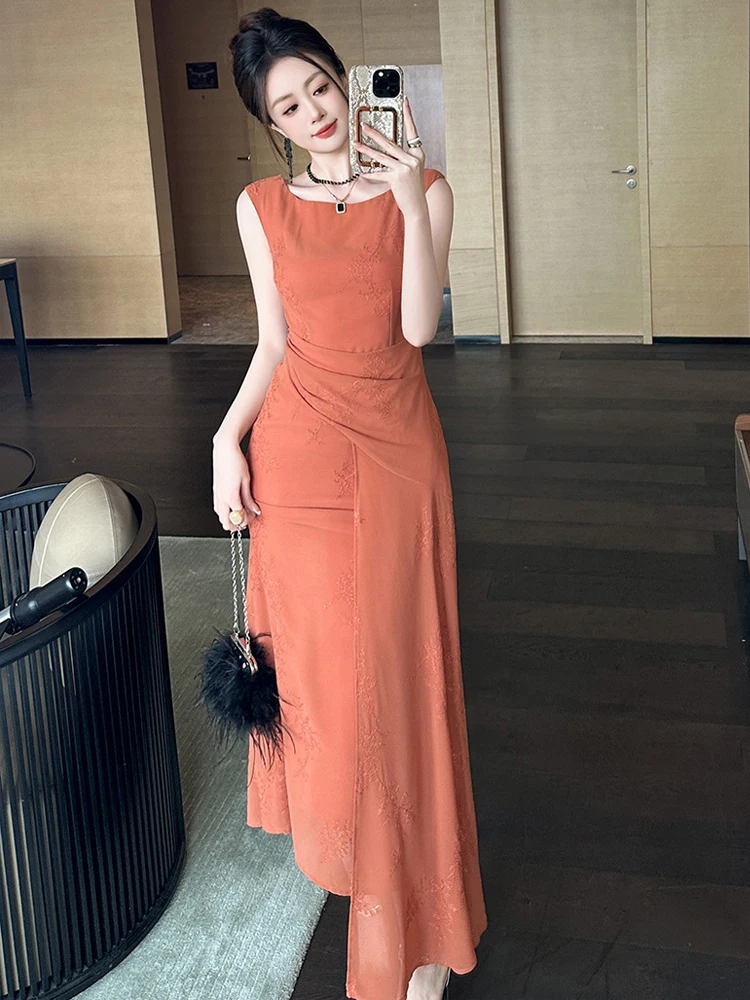 Celebrity Style Sexy Dresses for Woman Casual Chic Holiday Chiffon Ribbon Long Gown Female Beach Robe Party Vacation Vestidos