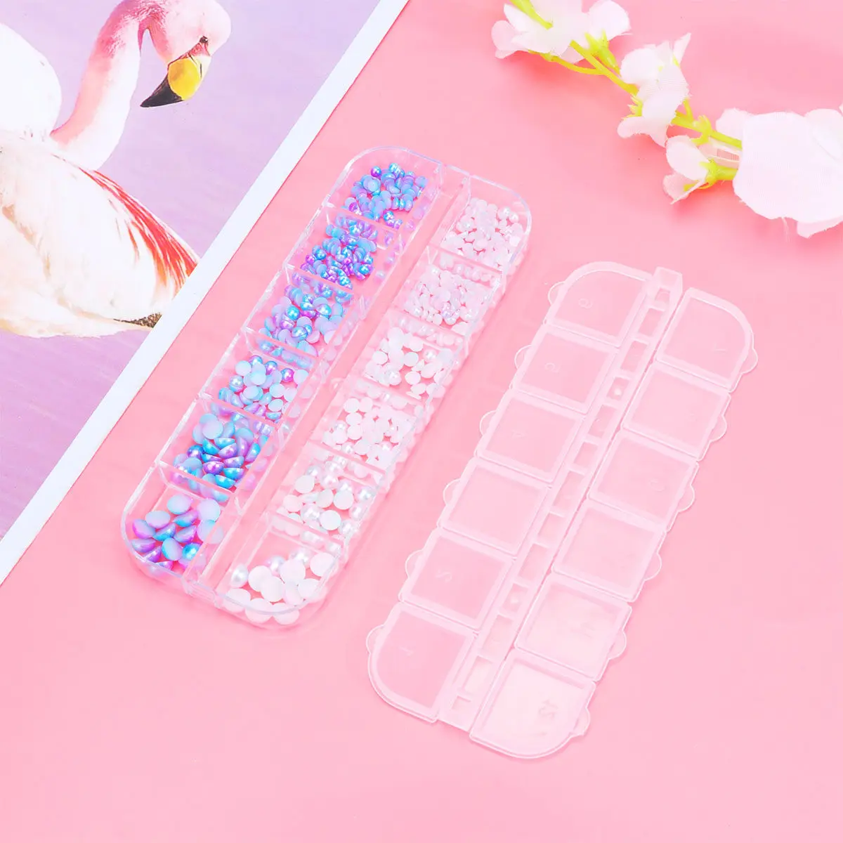 

8 Boxes Nail Decoration Accessories Jewelry Assorted Charms Kits Decorations Rhinestones for Nails Sequins Moon