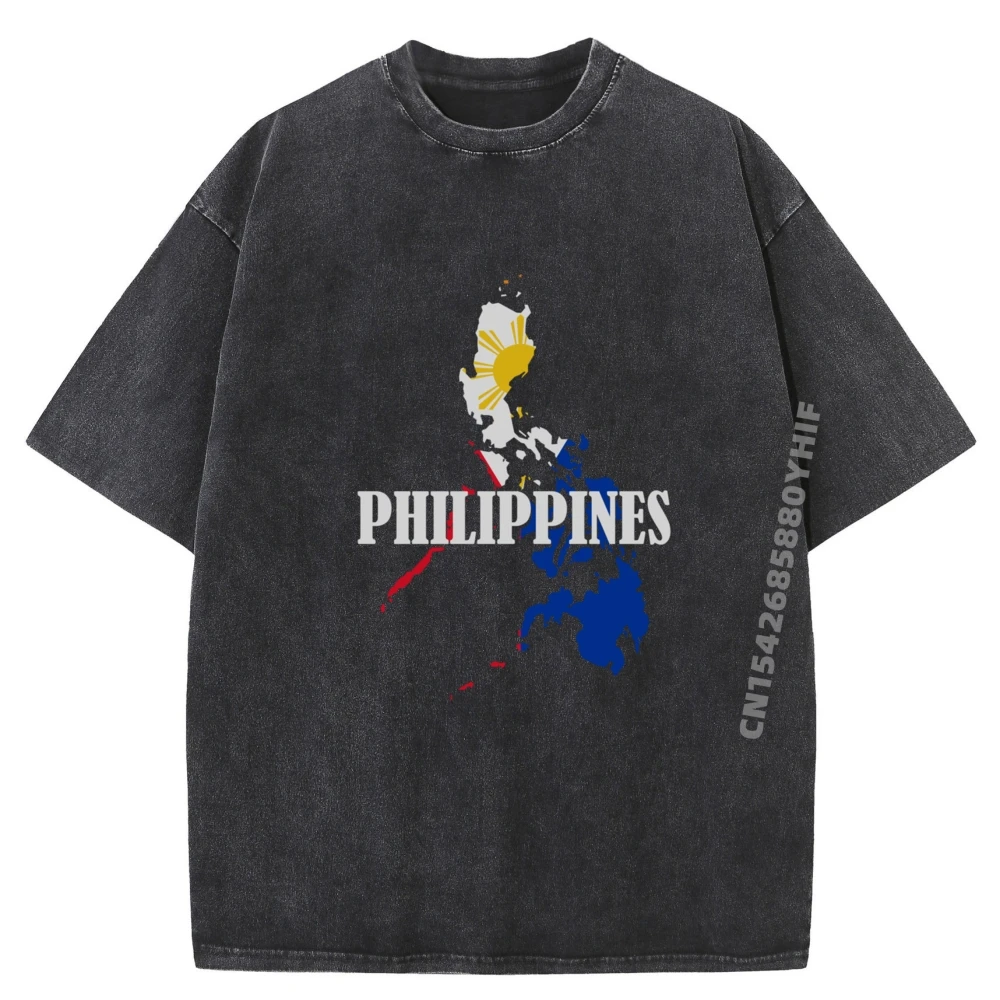 

Philippines Flag Proud Filipina Filipino Roots Philippines Black T Shirt Camisetas Retro Washed Tops & Tees Harajuku