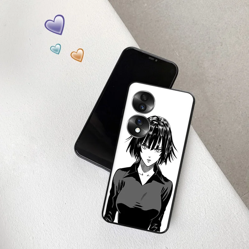 Silicone Black Phone Case for Honor x8b Magic5 x9 x7 b x6 x8 a 90 70 8x x8a x7b One Punch Man anime Pixel 6a 7a 8a 7 8 Pro Cover image 3