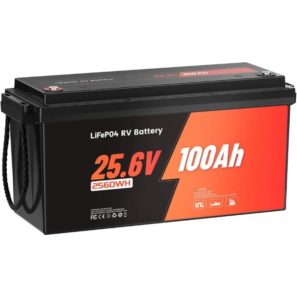 Batteria LiFePO4 a ciclo profondo 24 V 100 Ah 2,56 kW con autonomia più lunga, BMS 100 A integrato, da 4000 a 15000 cicli, potenza di carico massima 2,56 kW