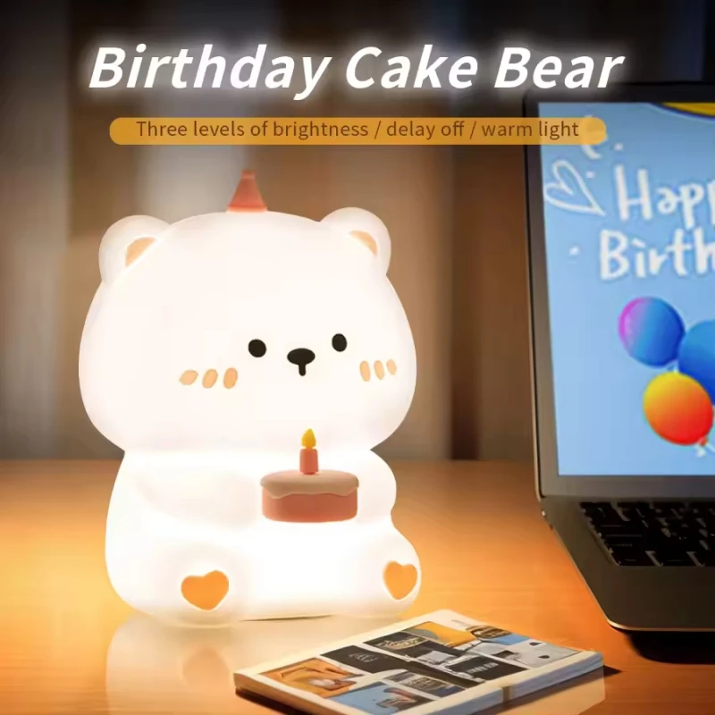 

Ночник Cake Bear, Ambient Pat-Pat Light, перезаряжаемый, таймер, идеально подходит для домашнего декора, идеальный выбор подарка
