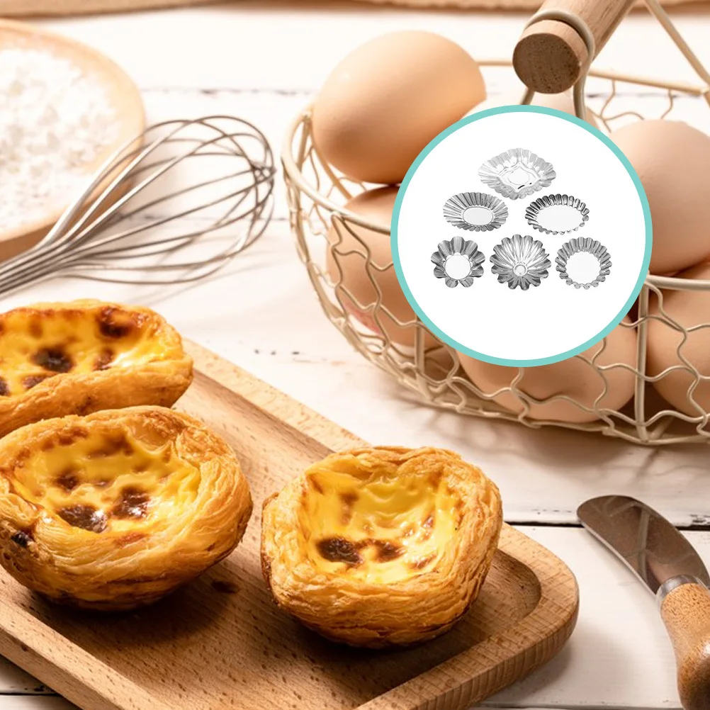 

6Pcs Egg Tart Molds Stainless Steel Baking Mold Decorative Kitchen Molds for Home Bakery Cupcake Pudding Baking Mold