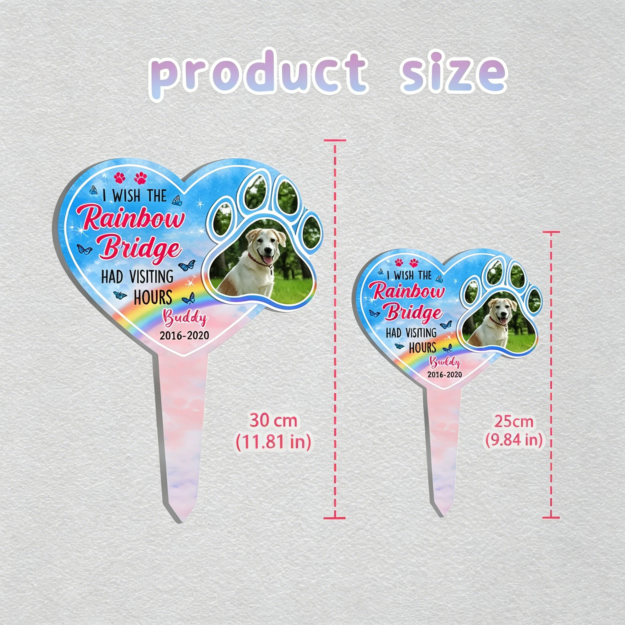 Personalized Custom Acrylic Garden Stake,Pet Memorial Garden Stake,Rainbow Bridge Pattern,Sympathy Gift,Outdoor Backyard Decor