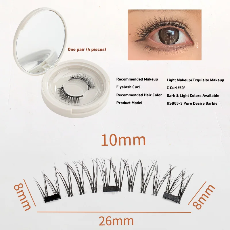 With Clips Magnetic Eyelashes Applicator Dual Magnetic Eyelashes Natural Look Reusable Lashes No Glue 3D False Eyelashes