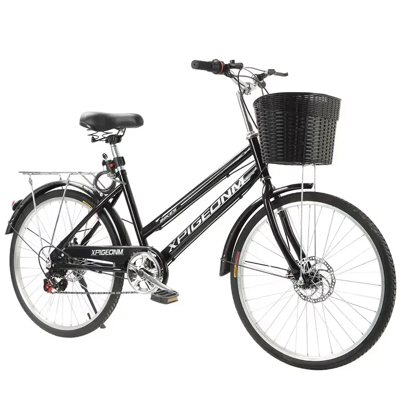 Men's and women's full shock absorption double disc brake hard frame high carbon steel bicycle 24 inches 26 inches