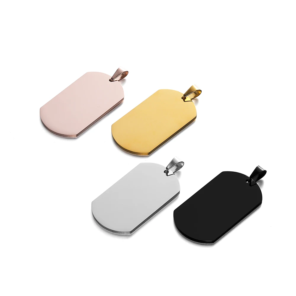 1Piece 28*50mm Stainless Steel 4 Colors Flat Dog Tags Charms Pendants For DIY Bracelet Necklace Jewelry Making Accessories