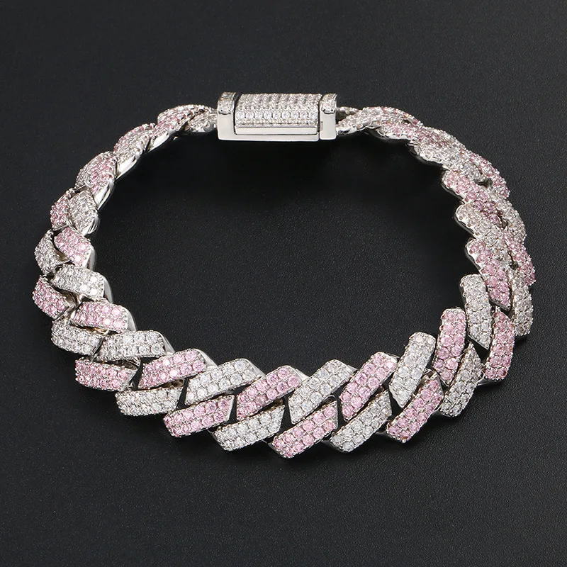 

Men's and women's hip-hop fashion high-end silver color bar Cuban chain bracelet