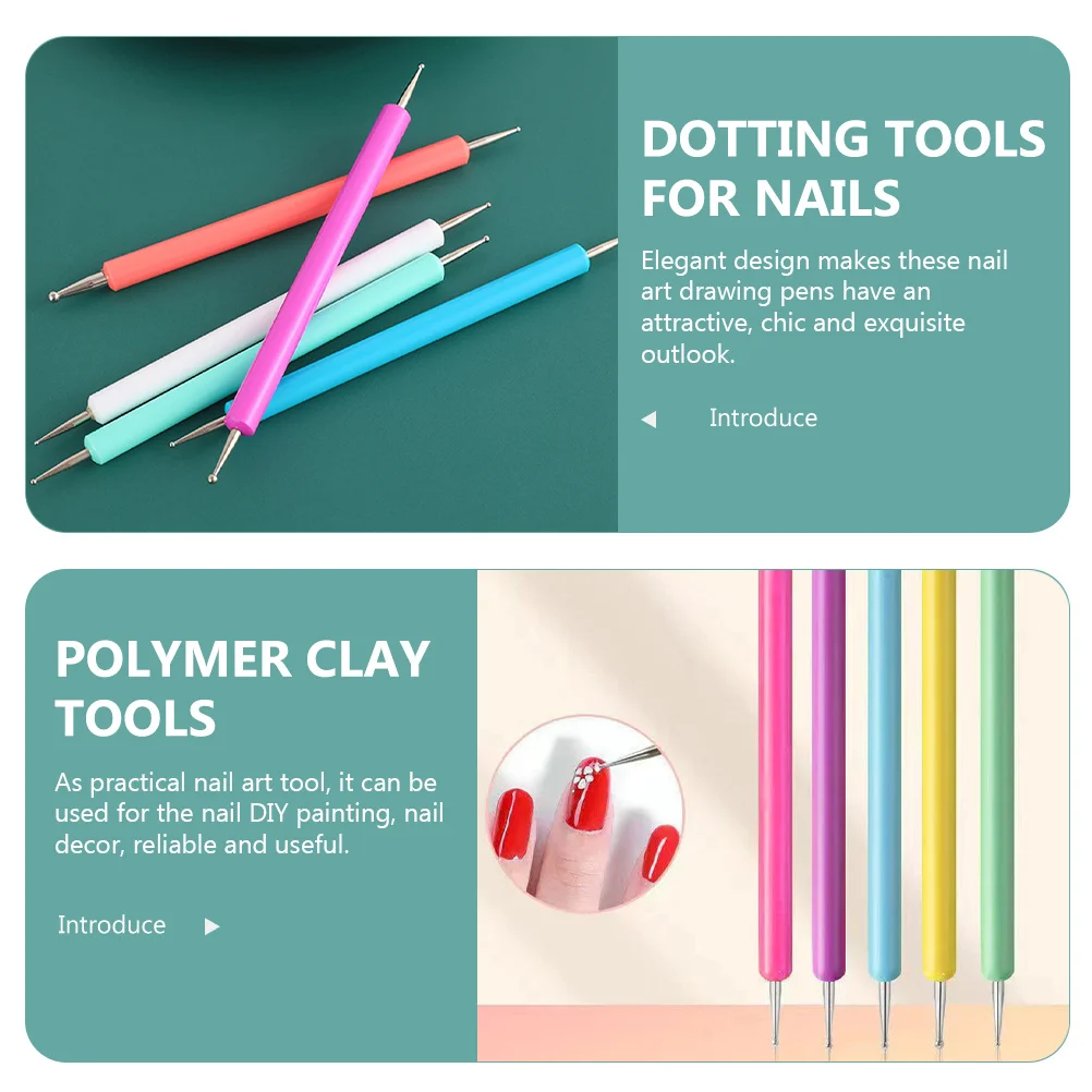 5 قطعة مسمار الفن أدوات الرسم حساسة النقش أقلام DIY بها بنفسك مانيكير تصميم أنيق التنقيط القلم مجموعة ل مسمار ديكور اللوحة #1