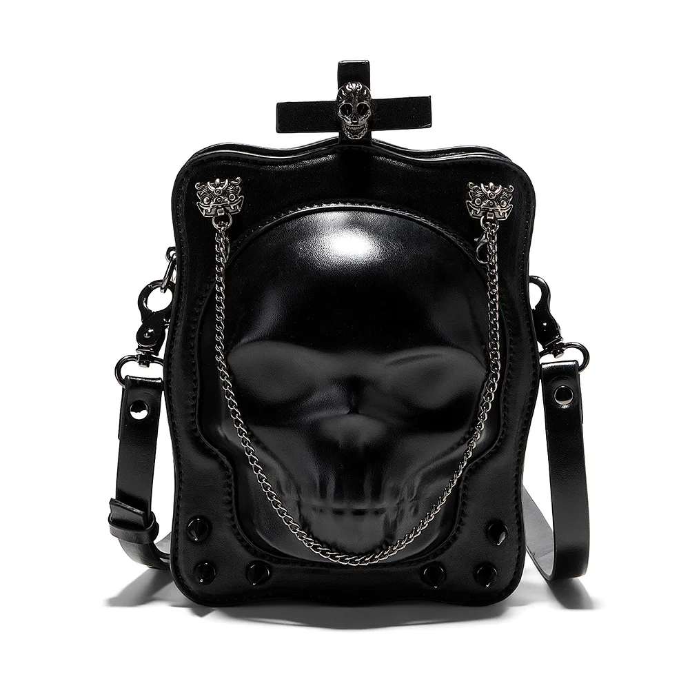 Women's One Shoulder Crossbody Bag Halloween Dark Gothic Y2K Skull Fun Subcultural Personality Mini Square Bag One Shoulder Bag