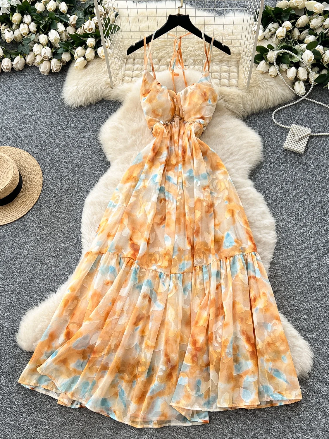 Sommer-Maxikleid mit Blumendruck für Damen von Vaion Sle, schulterfrei, A-Linien-Kleid, hohe Taille, ort Sve Ci, pendelfreundlich