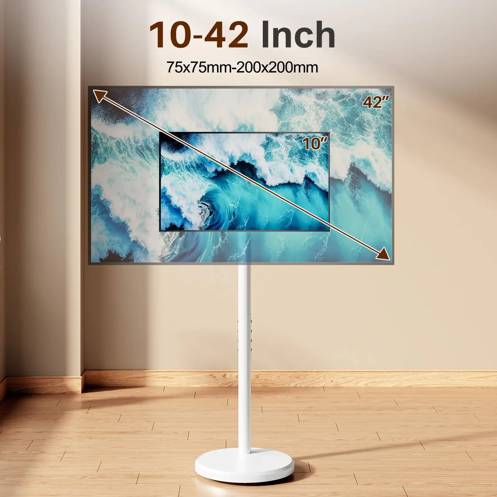 Adjustable Mobile TV Stand-360° Rotating Floor Mount for 10-42