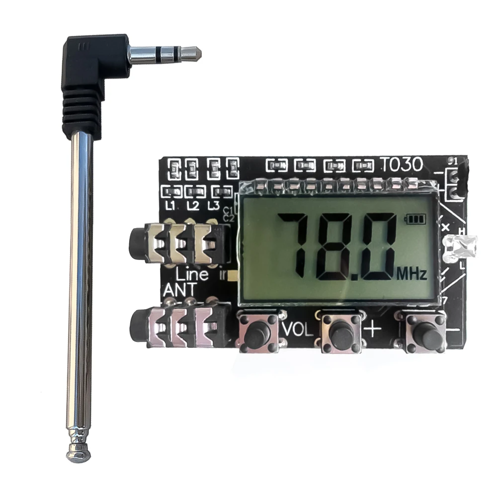 Placa de transmisión de audio ESTÉREO FM, módulo con antena, LCD Digital, 2 canales, inalámbrico, 78MHz a 108MHz