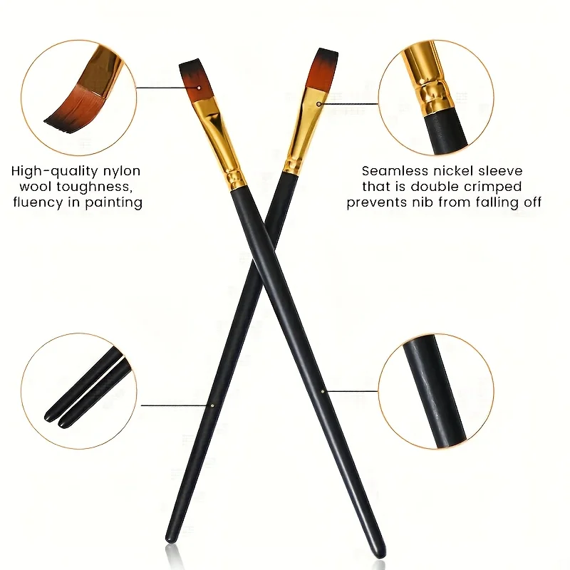 12pcs Oil Painting Pen Set, Suitable for Oil Painting, Acrylic, Watercolor creation, Durable Nylon Bristles for Fine Carving