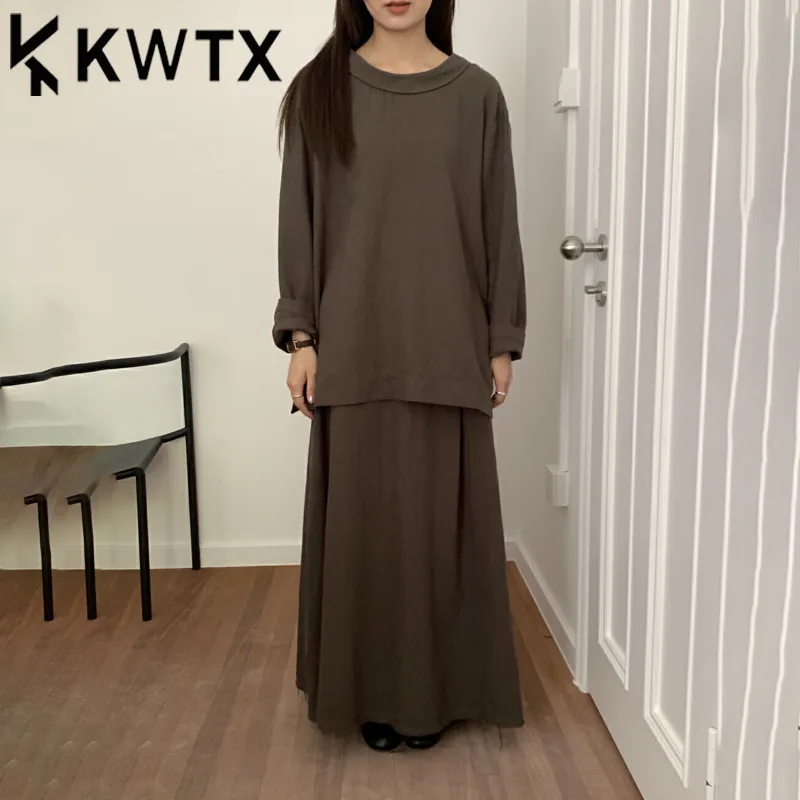 

KWTX Women’s Two Piece Set 2025 Tie-Up Top & High Waist Skirt Elegant Office Outfit Minimalist Chic Spring Summer SS25