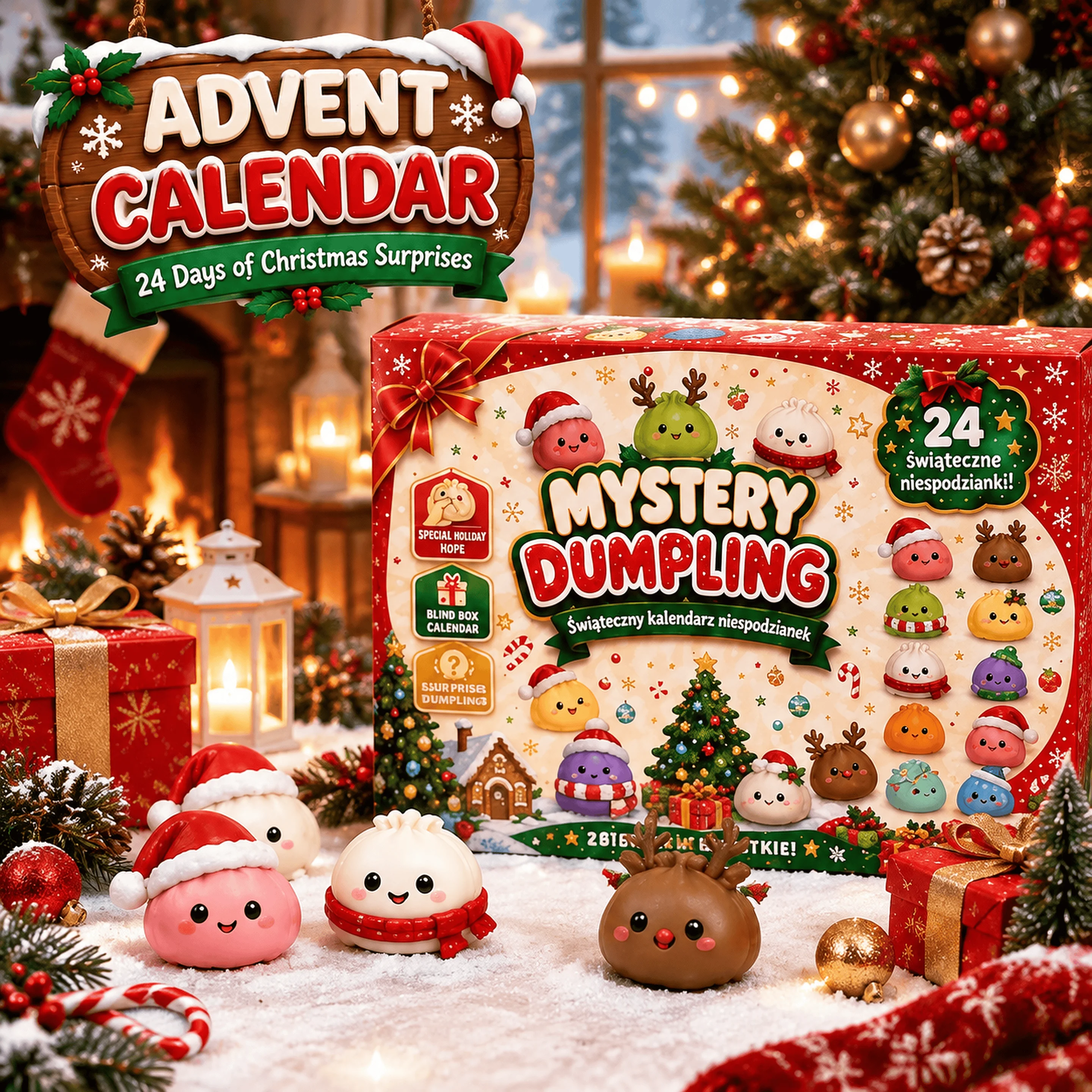 2026 Christmas Squeeze Sensory Gift Squishy Advent Calendar 24 Days Countdown Surprise Box Dumpling Slow Rebound Squishies