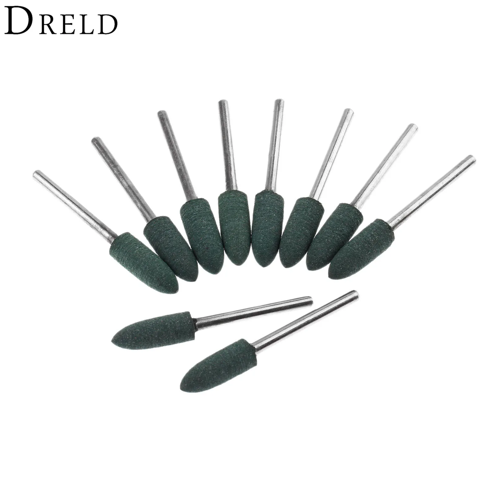 DRELD 10Pcs 6mm Rubber Grinding Head Metal Surface Buffing Polishing Mounted Point for Rotary Tool Dremel Accessories 3mm Shank