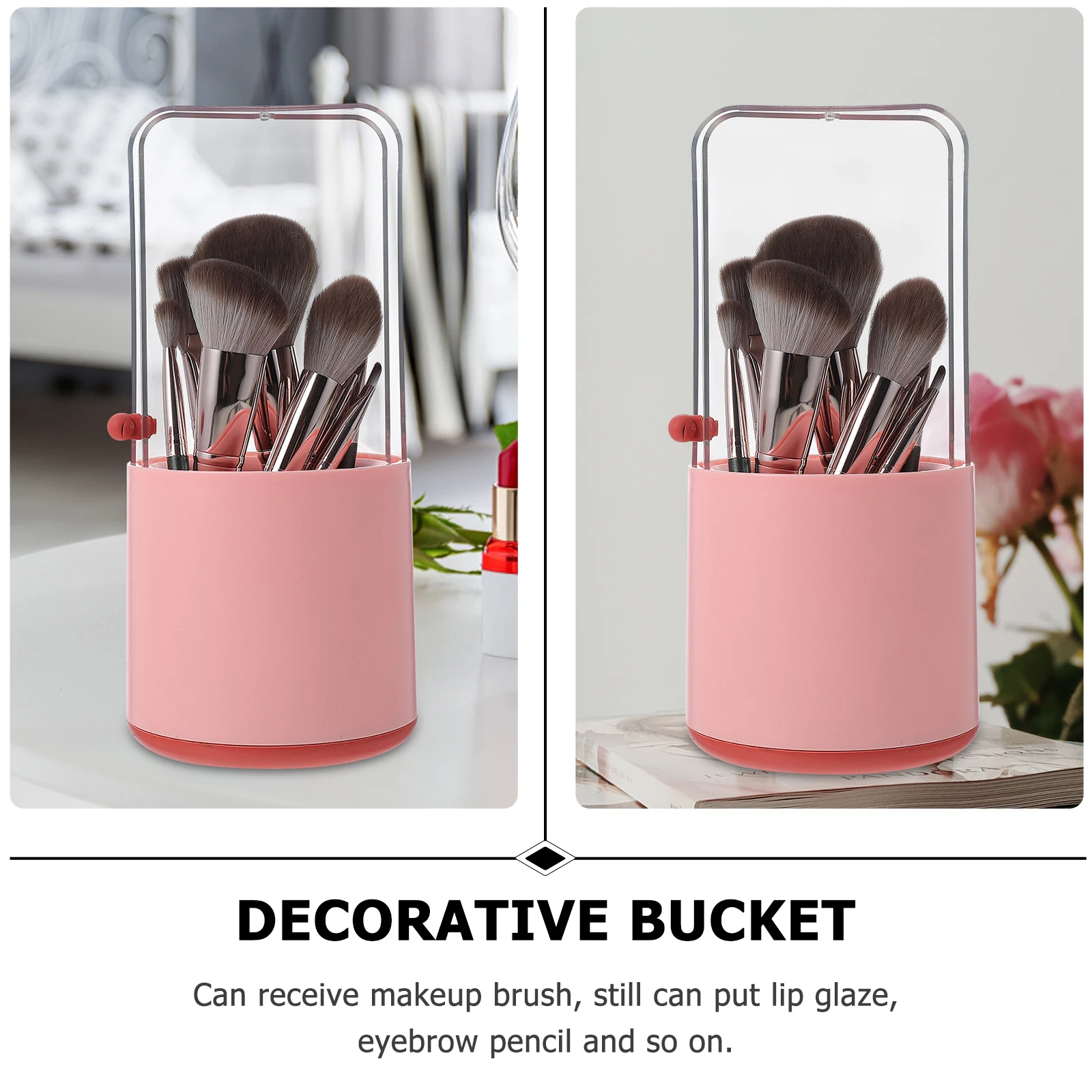 

Makeup Brush Storage Bucket Plastic Brushes Dustproof Cup Container Cups with Cover