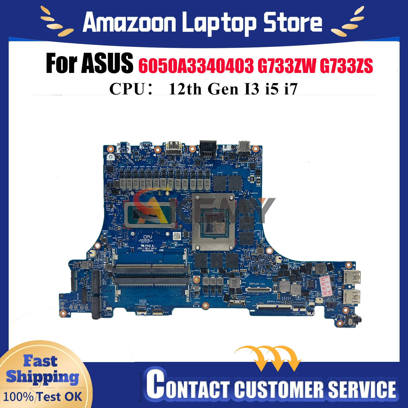 

6050A3340403 Laptop Motherboard For ASUS ROG Strix SCAR 17 G733Z G733ZM G733ZW G733ZS Mainboard With 12th Gen I3 i5 i7 tests OK