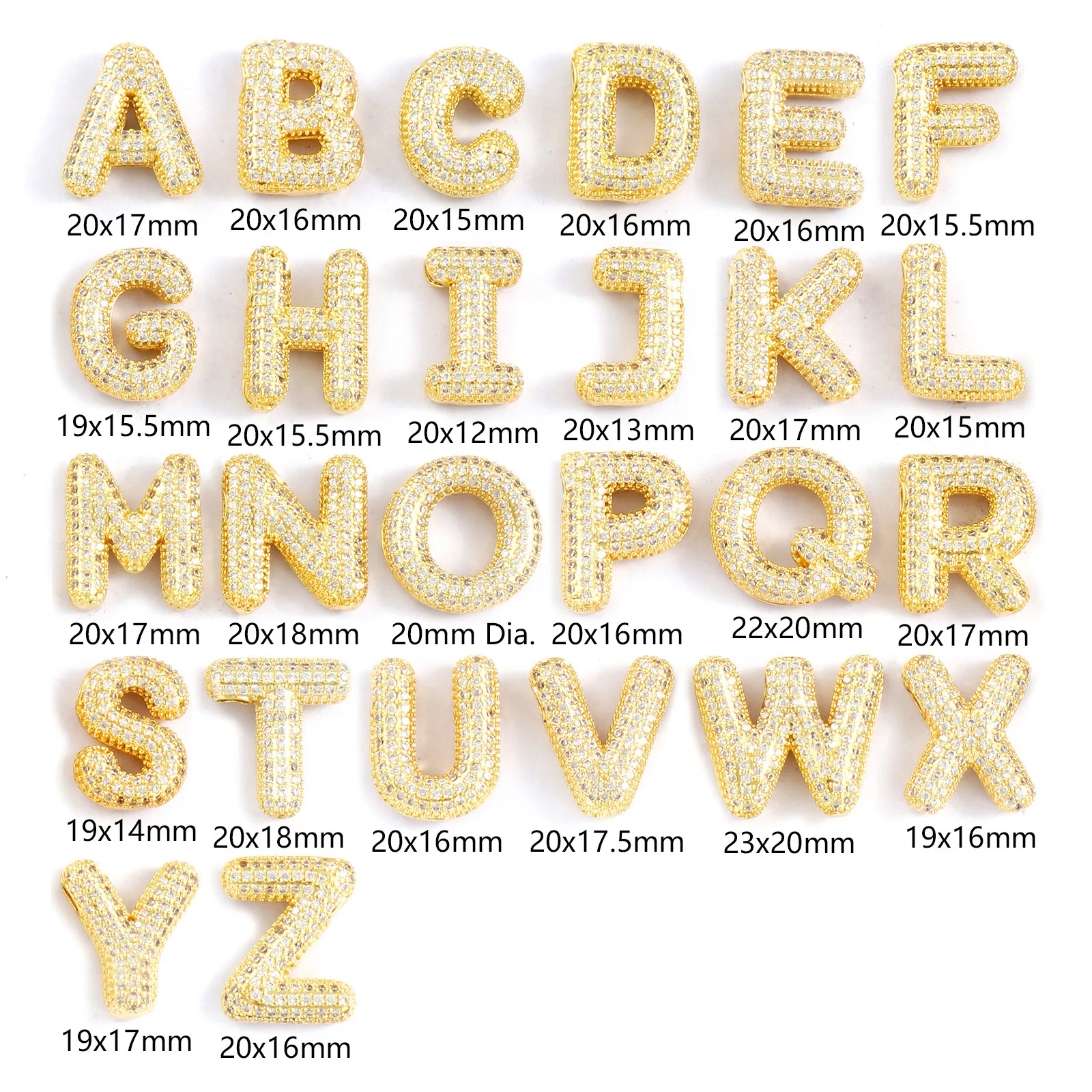 Doreen Box 1pc Gold Plated Brass Charms Capital Letter Name Message 