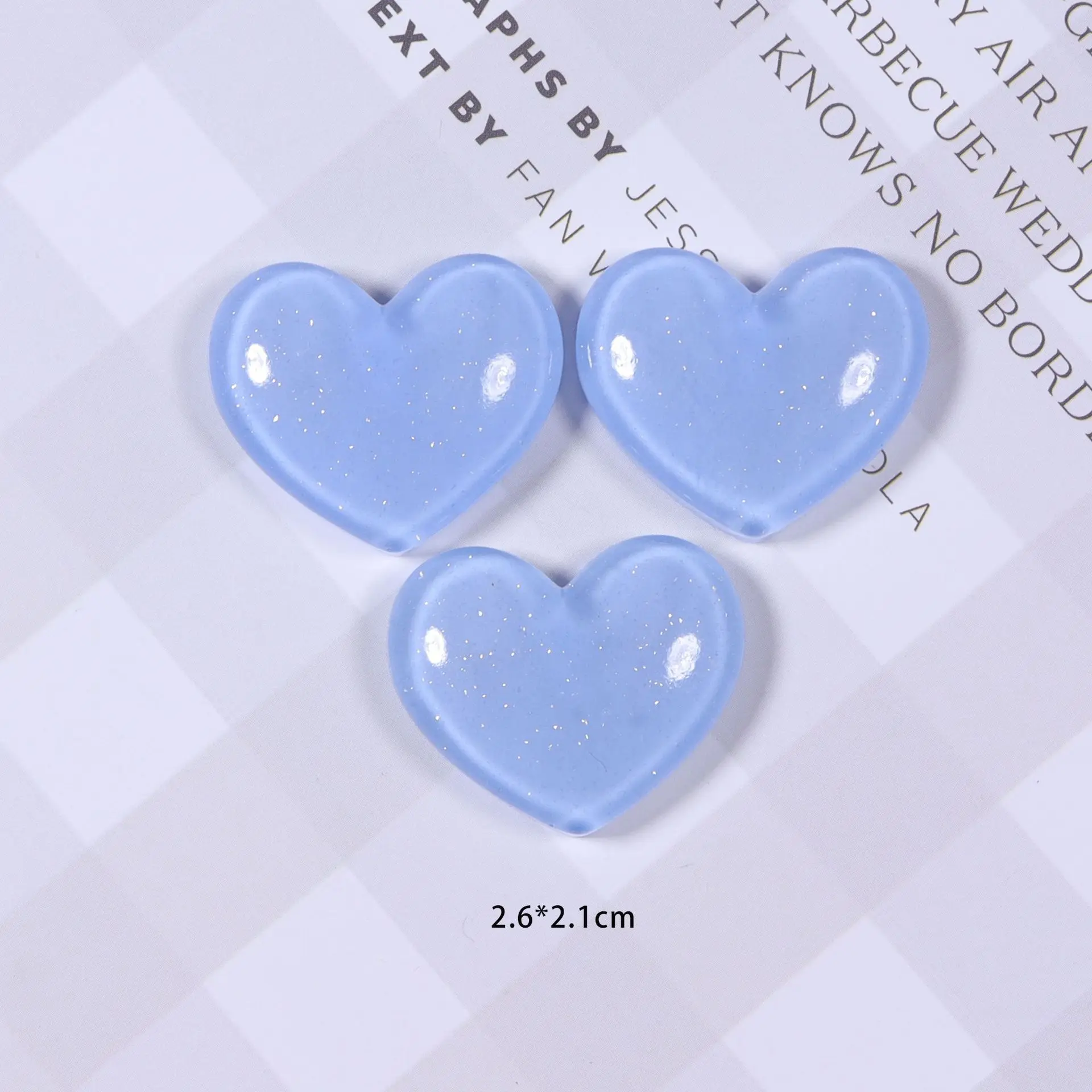 10Pcs New Cute Translucent Glitter Love Series Resin Crafts Flatback Cabochon Ornament Jewelry Making Hairwear Accessorie A60