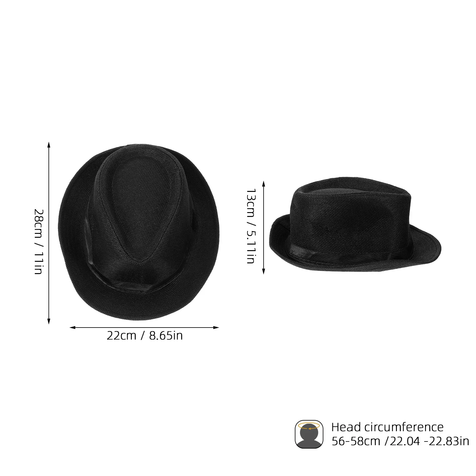 أسود الأطفال فيدورا قبعة حجم 56-58 سنتيمتر شهم نمط خفيفة الوزن أداء الرقص قبعة أطفال بنين بنات الجاز الكلاسيكية فيدورا