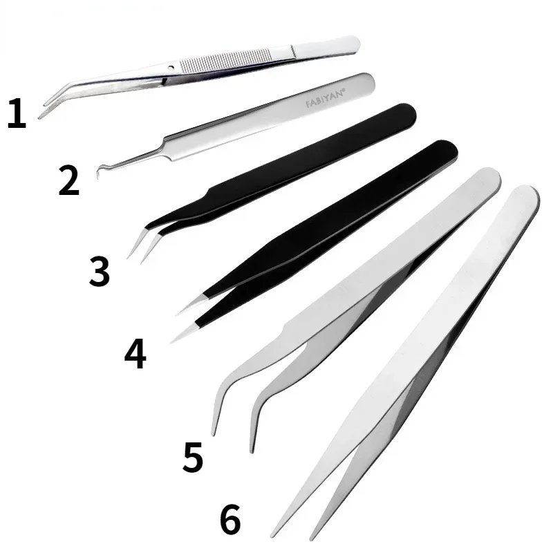 6A-SA Eyelash Extension Tweezers Volume Lashes Stainless Steel Accurate Tweezer Non-magnetic Eyelashes Tools Makeup