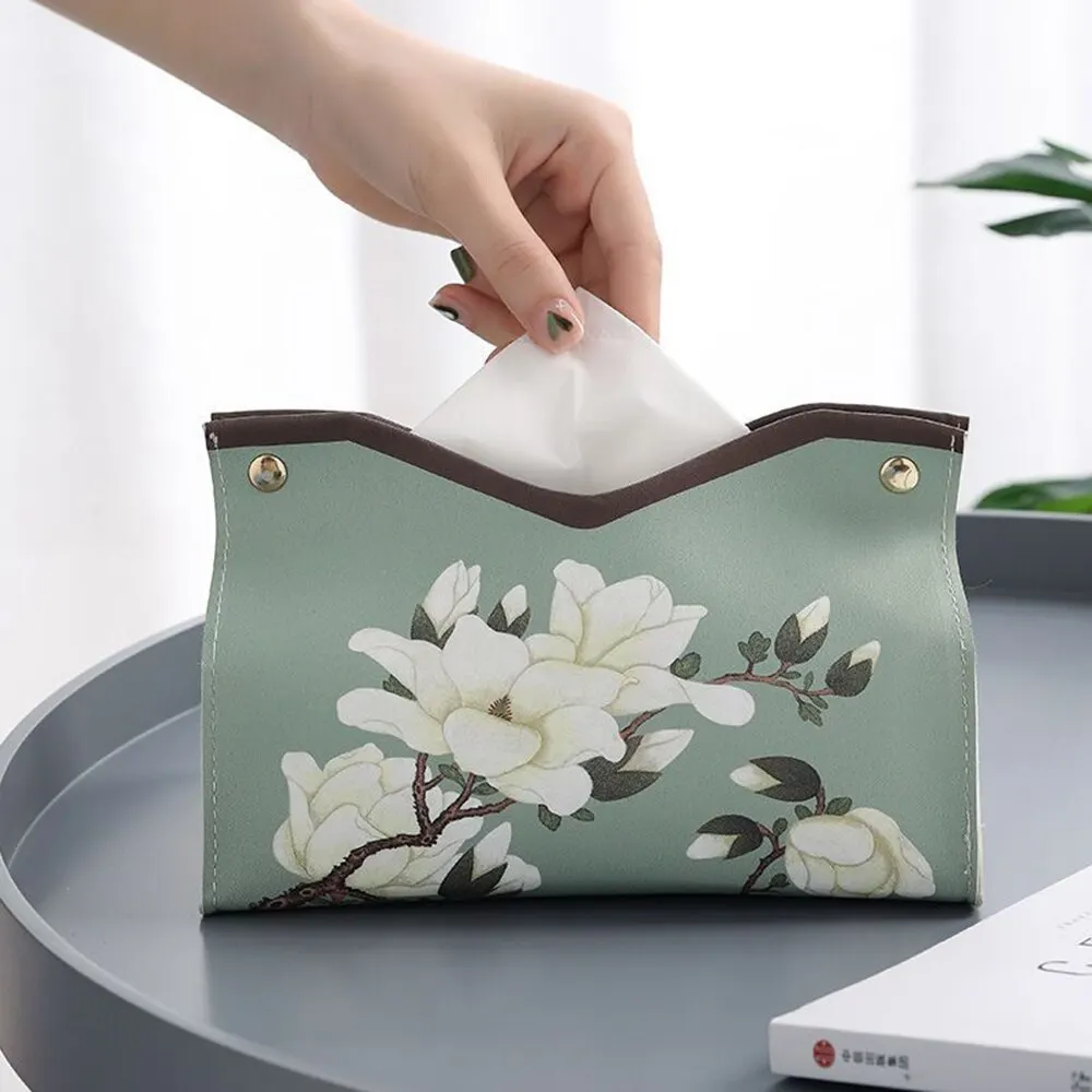 Paper Towel Box Folding Pu Leather Paper Towel Box With Bottom Napkin Holder Storage Box Home Living Room Decoration