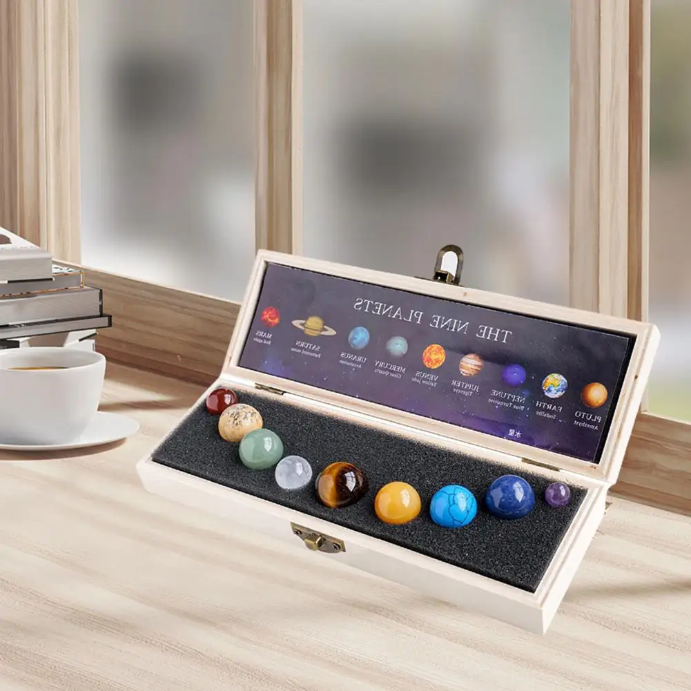 Planet Stone Bead Stone Bead Realistic Faux 9 Planets Ball Solar Sun System Rock Exquisite Desktop Decoration with Quartz Stones