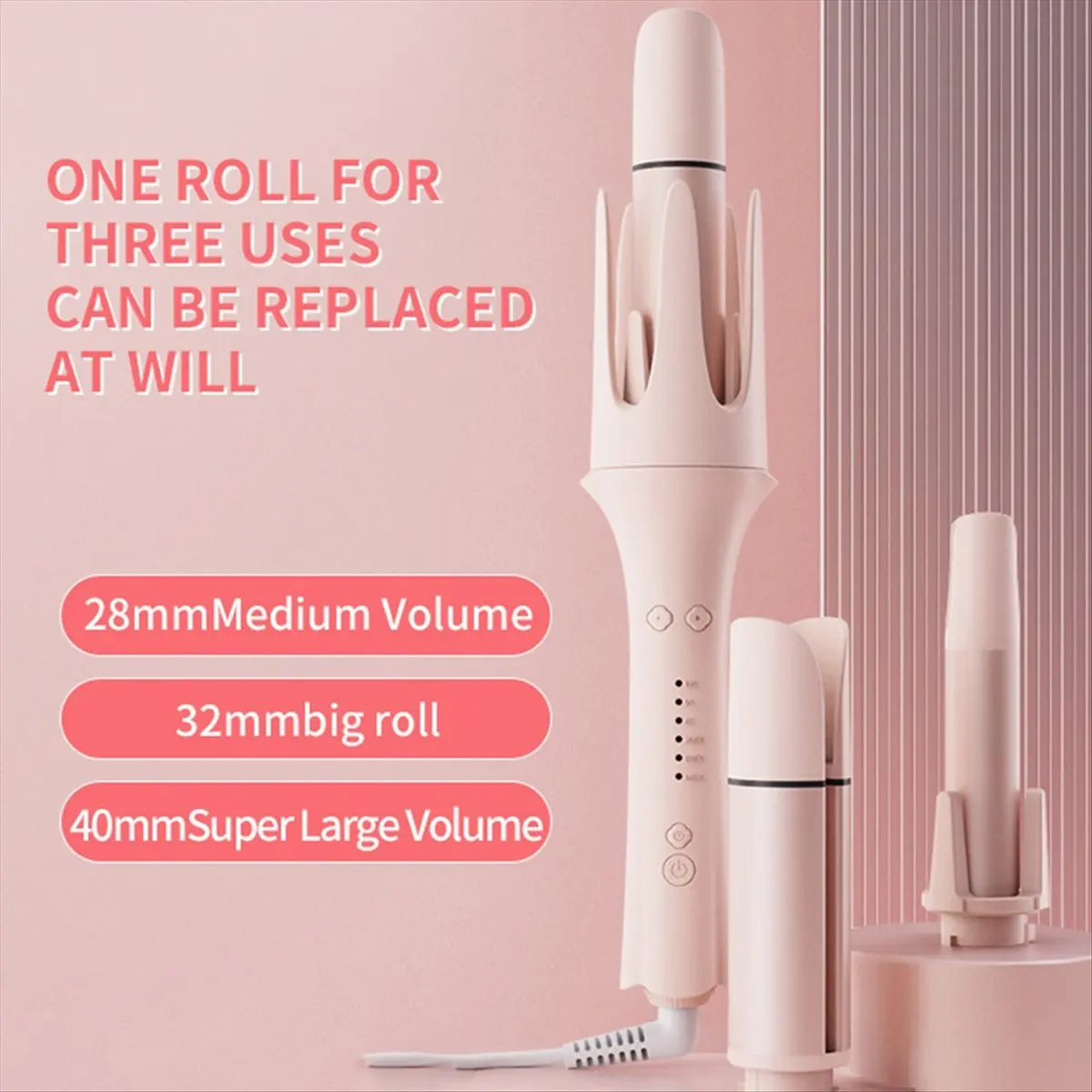 

FSLH Home Automatic Curling Iron for Perfect Waves and Styles Comes with Replacement Heads and Straightening Comb UK Plug