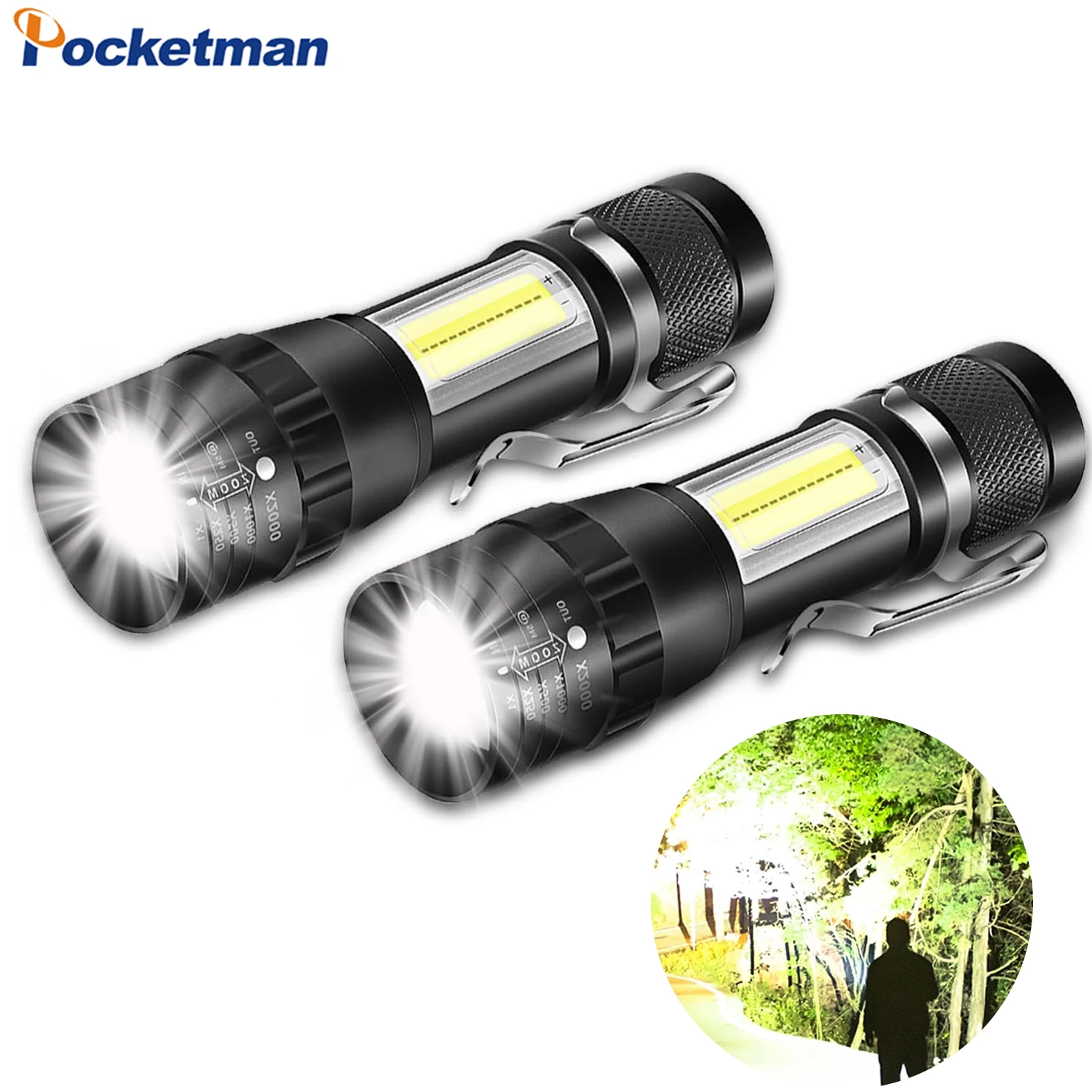 

1-2 PCS Most Powerful Super Bright USB Charging Flashlight 3 Modes Rechargeable Flashlights with COB Side Lights Waterproof