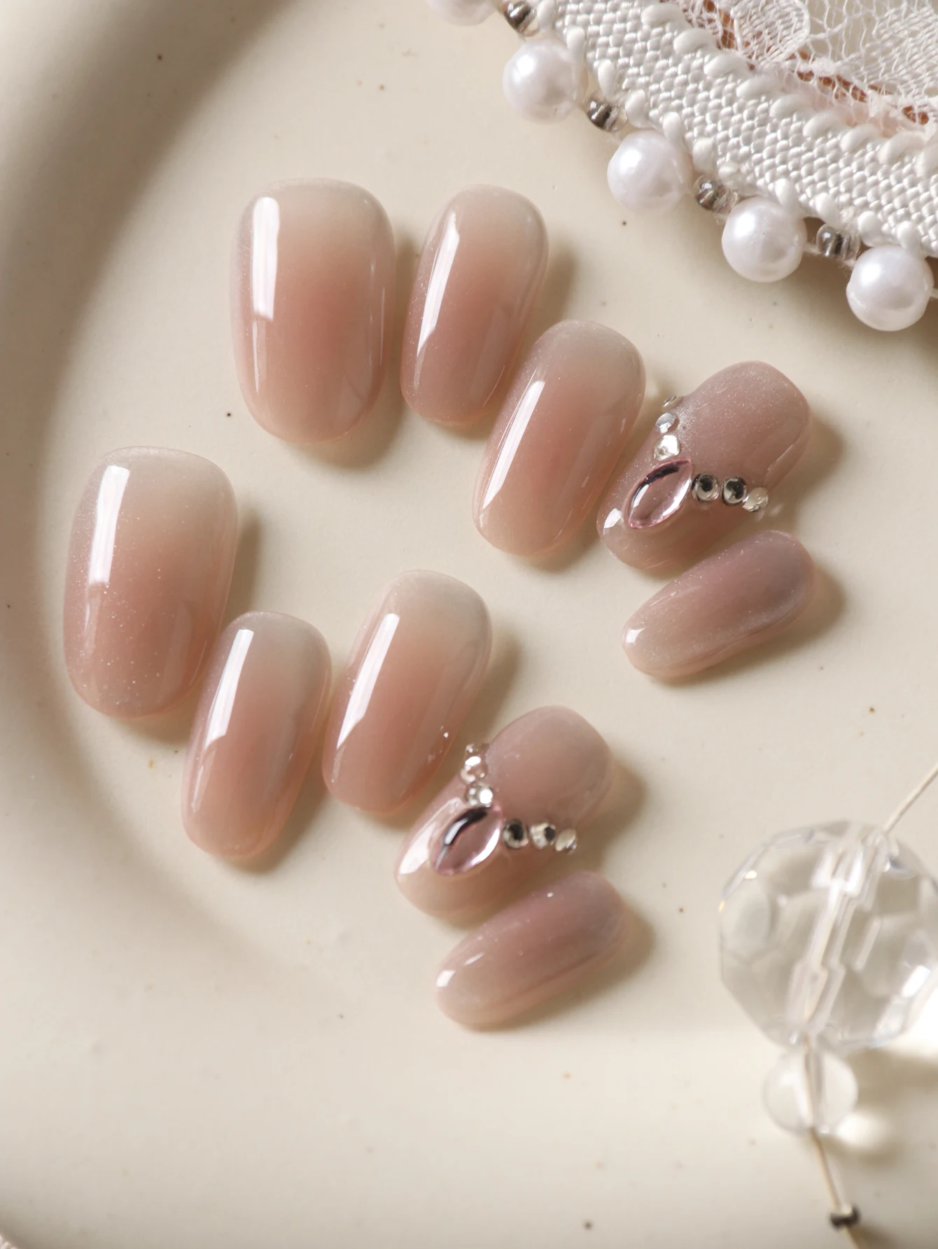 10 Uds. De uñas postizas cortas de estilo princesa con forma de ojo de gato, incluye 1 hoja de pestañas adhesivas y 1 Mini archivo