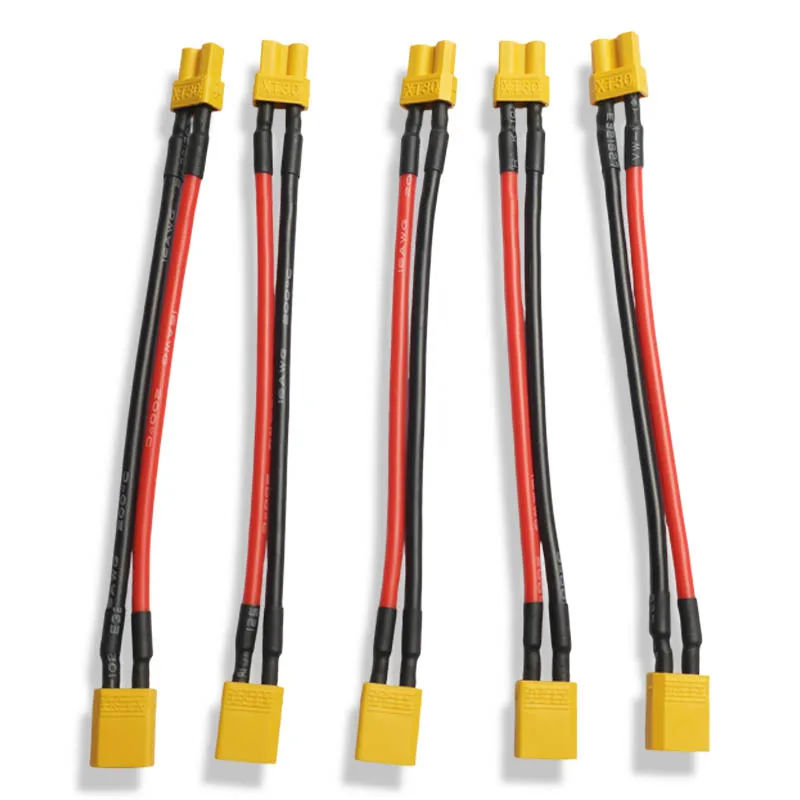 1-6pcs XT30 to XT30 Connector Adapter Male/Female Plug for RC FPV Quadcopter CineLog35 Drone Part 0CM 14AWG Silicone Wire Cable view 5