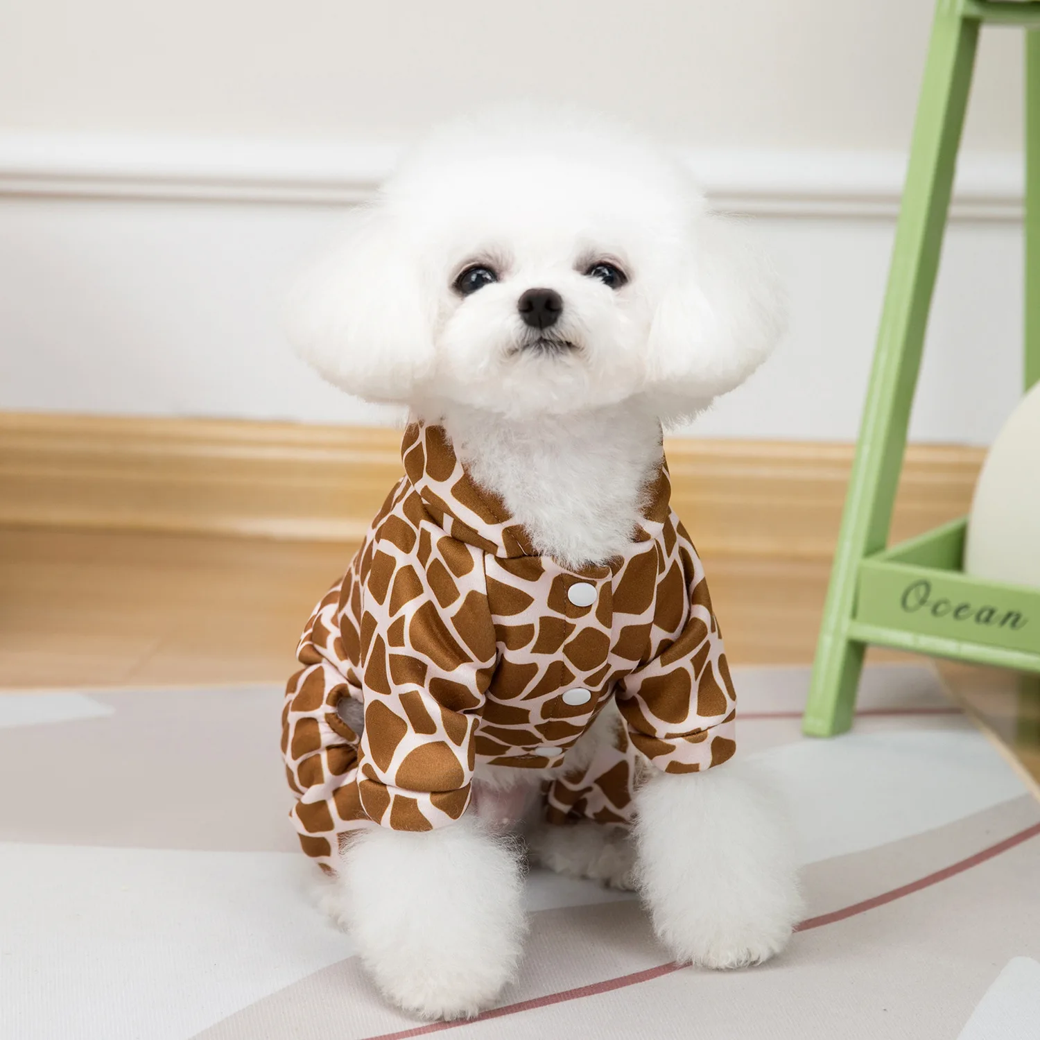 Leopard Print Pet Puppy Dog Four-legged With hooks Hoodie Clothes Small Dog spring and Winter Warm dog cat pet Clothes