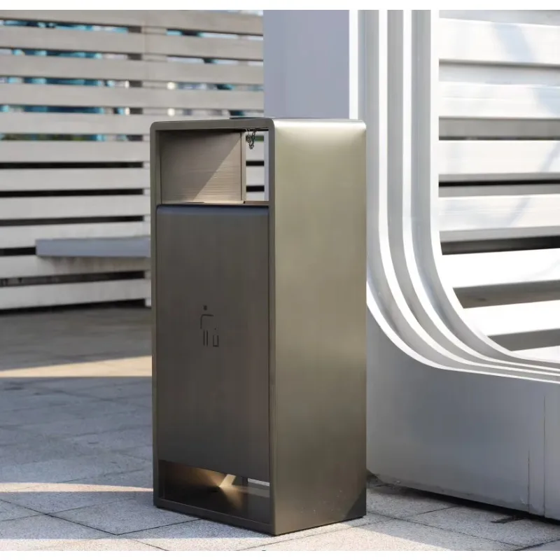 

Factory Custom Public Bin Stainless Trash Can with Ashtray Waste Bin for Commercial Area