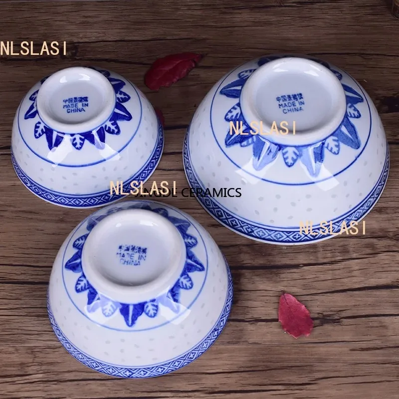 Ceramic Tableware Blue And White Porcelain Ramen Soup Bowl Chinese